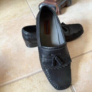 Vintage Florsheim Mens Black Leather Dress Shoes Tassel Loafer Slip On 10D Italy